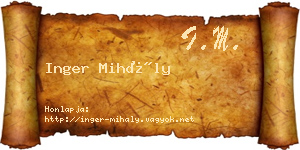 Inger Mihály névjegykártya